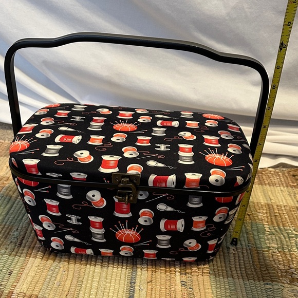 Black Sewing Box with Colorful Spool Pattern - Picture 2 of 9
